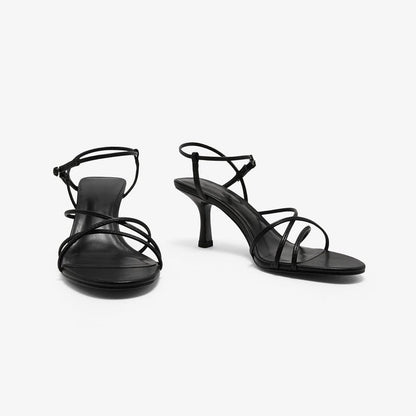 best Simple Diagonal Strap High Heel Open Toe Sandals Women's Slim Heel 0 shop online at M2K Trends for