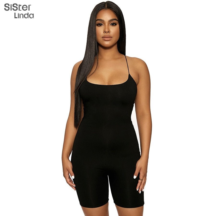 best Sisterlinda Black Skinny Spaghetti Strap Women Rompers Bar Club Bodycon Bodysuit Jjumpsuits Bbody Femme Clothes Streetwear Mujer 0 shop online at M2K Trends for