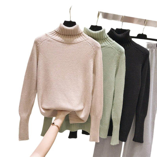 best Slim-fit Knit Sweater Women Loose Long-sleeved Pullover Turtleneck Base Sweater Women's T-Shirt | Fruit of the Loom L393 shop online at M2K Trends for