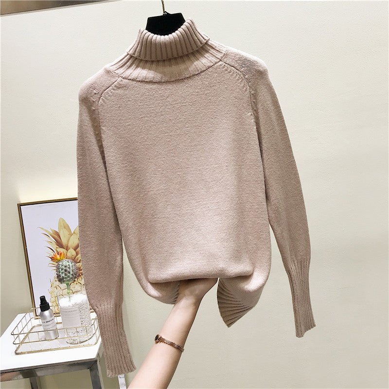 best Slim-fit Knit Sweater Women Loose Long-sleeved Pullover Turtleneck Base Sweater Women's T-Shirt | Fruit of the Loom L393 shop online at M2K Trends for