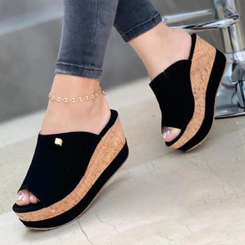 best Slippers Summer 1 Wedges Retro Fish Mouth Large Size Sandals Women High Heel Platform Solid Color Plus Size Shoes Sandalias 0 shop online at M2K Trends for