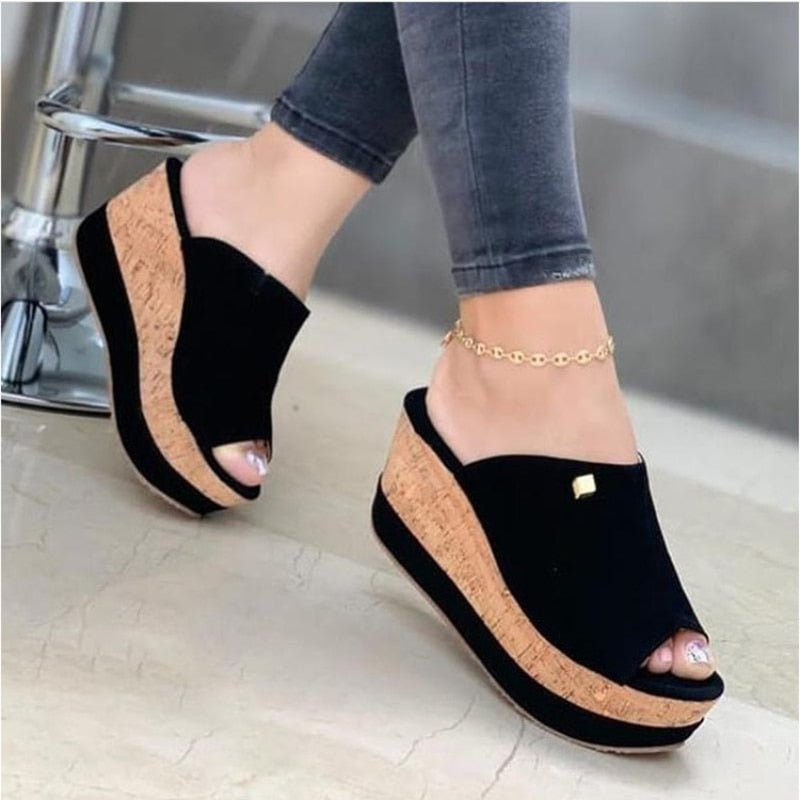 best Slippers Summer 1 Wedges Retro Fish Mouth Large Size Sandals Women High Heel Platform Solid Color Plus Size Shoes Sandalias 0 shop online at M2K Trends for