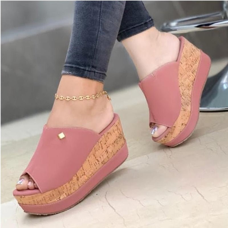 best Slippers Summer 1 Wedges Retro Fish Mouth Large Size Sandals Women High Heel Platform Solid Color Plus Size Shoes Sandalias 0 shop online at M2K Trends for