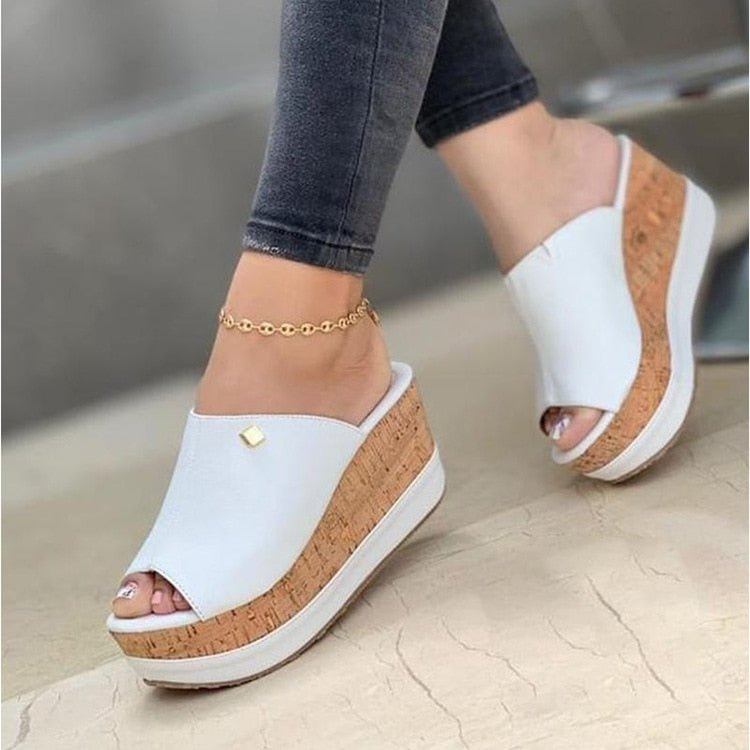 best Slippers Summer 1 Wedges Retro Fish Mouth Large Size Sandals Women High Heel Platform Solid Color Plus Size Shoes Sandalias 0 shop online at M2K Trends for