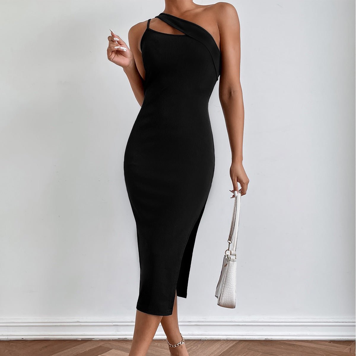 best Slit Shoulder Bag Hip Skirt Irregular Slim Slimming Open Back Dress dress shop online at M2K Trends for women dress