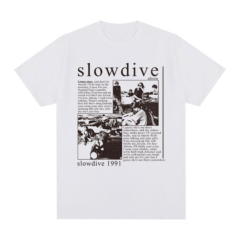 best Slowdive Alison 1991 Vintage T-shirt Tour 90s Classic Cotton Men T shirt New TEE TSHIRT Womens Tops Unisex 0 shop online at M2K Trends for