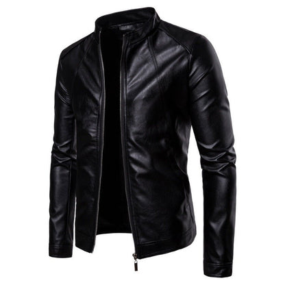 best Solid Collar Large Men's Motorcycle Leather PU Jacket 0 shop online at M2K Trends for