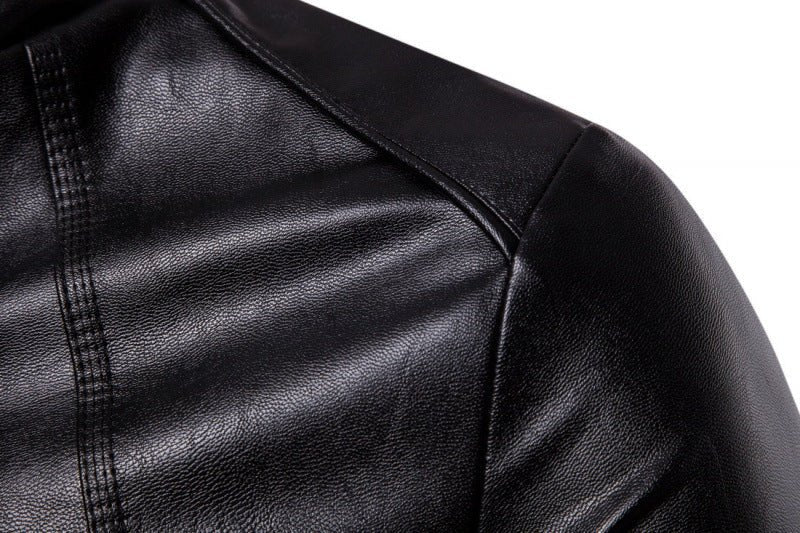 best Solid Collar Large Men's Motorcycle Leather PU Jacket 0 shop online at M2K Trends for