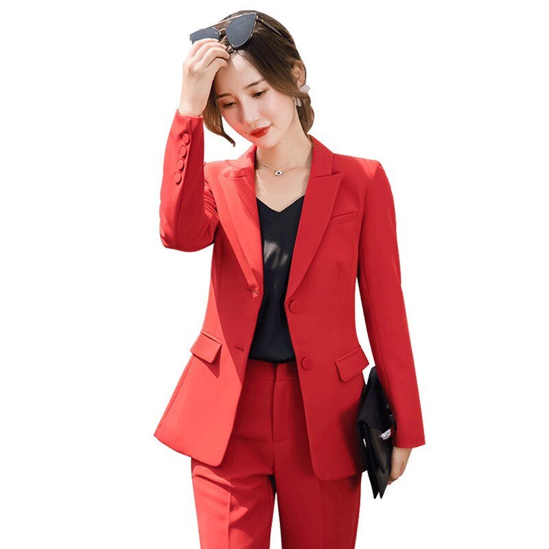 best Solid Color Business Red Professional Suit Women 0 shop online at M2K Trends for