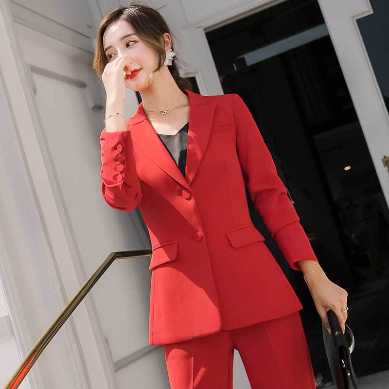 best Solid Color Business Red Professional Suit Women 0 shop online at M2K Trends for