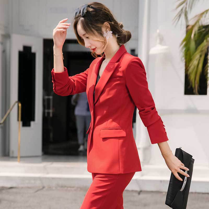 best Solid Color Business Red Professional Suit Women 0 shop online at M2K Trends for