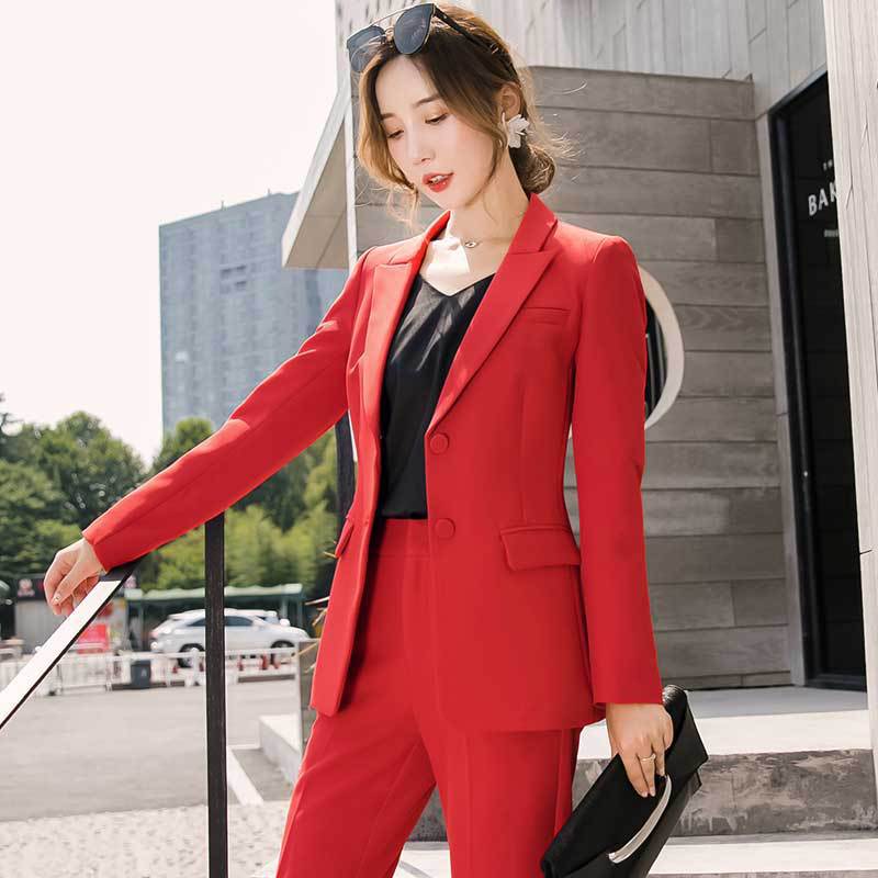 best Solid Color Business Red Professional Suit Women 0 shop online at M2K Trends for