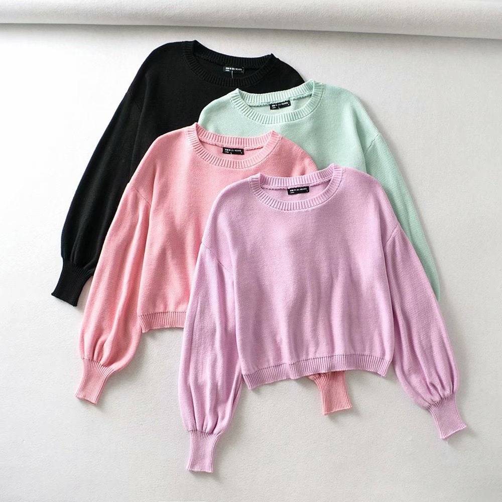 best Solid color long-sleeved sweater sweater 0 shop online at M2K Trends for