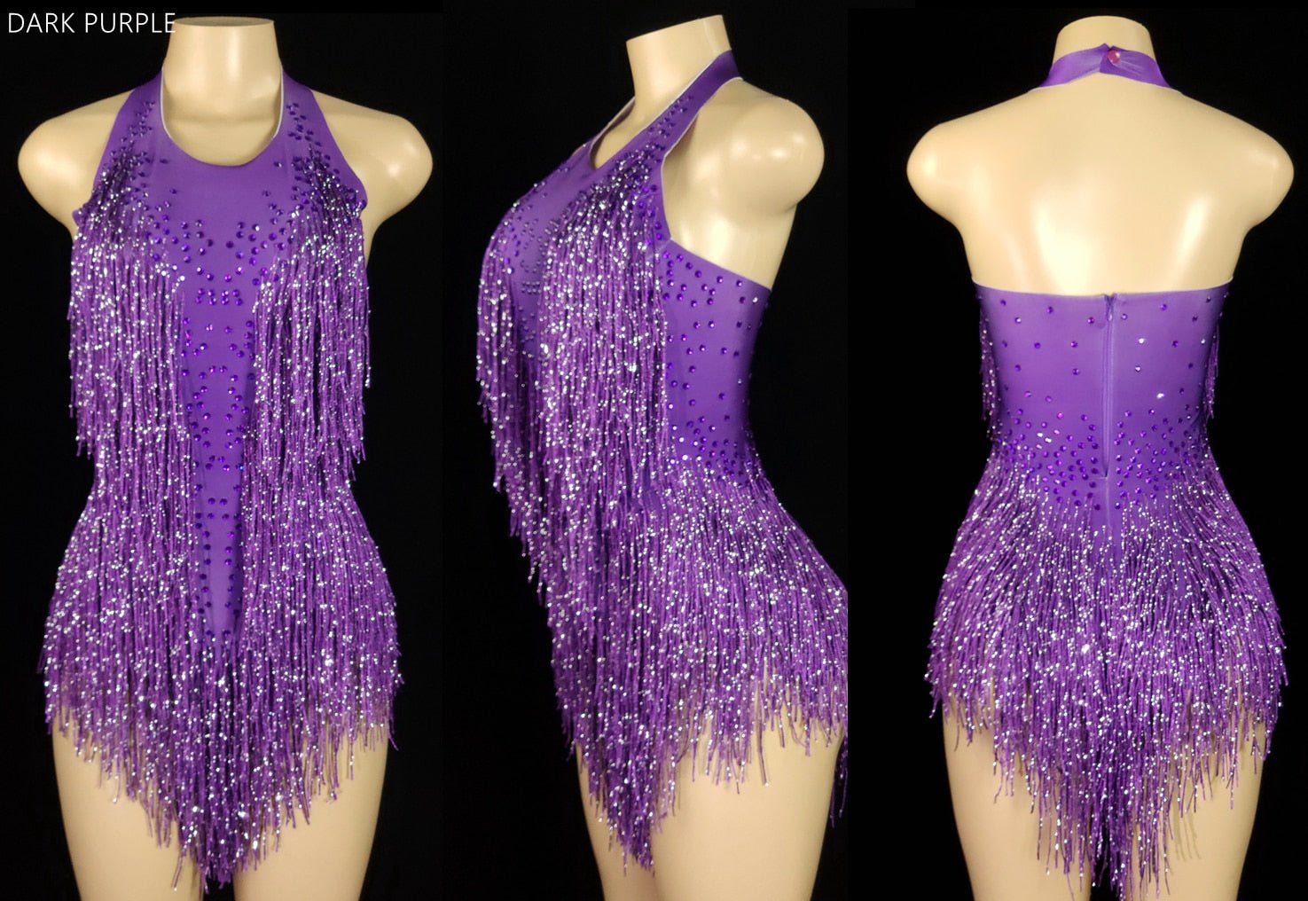 best Sparkly Crystals Fringes Bodysuit Sexy Tassel Leotard Jazz Dance Costume One-piece Stage Wear Dancer Performance Show Clothing 0 shop online at M2K Trends for