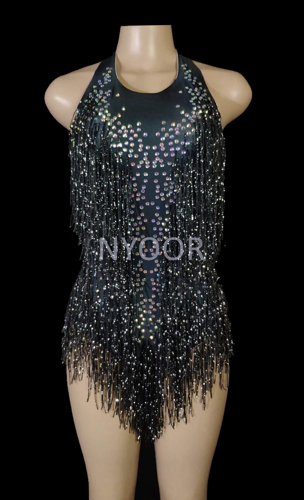 best Sparkly Crystals Fringes Bodysuit Sexy Tassel Leotard Jazz Dance Costume One-piece Stage Wear Dancer Performance Show Clothing 0 shop online at M2K Trends for