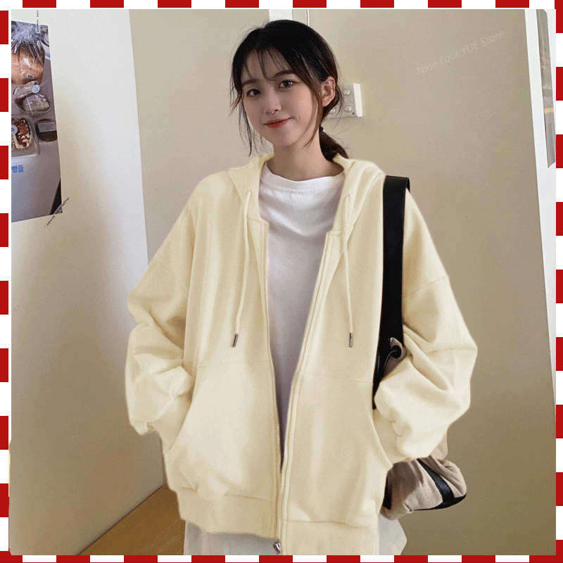 best Spring Hooded Sweatshirts with Pocket for Women Plus Size Long Sleeve Vintage Casual Cardigan y2k Streetwear Zip Up Hoodie Cloth 0 shop online at M2K Trends for