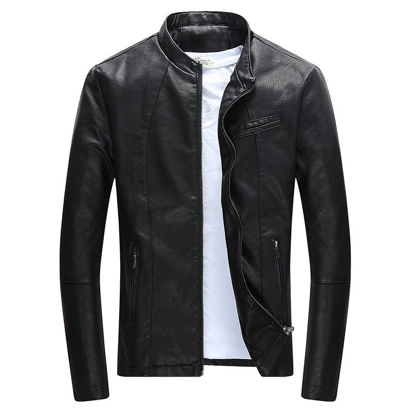 best Stand-up collar fur PU leather jacket plus velvet men's jacket Mens shirt shop online at M2K Trends for