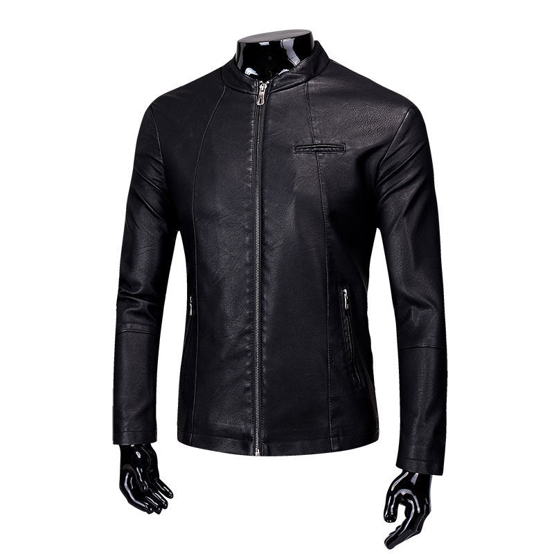 best Stand-up collar fur PU leather jacket plus velvet men's jacket Mens shirt shop online at M2K Trends for