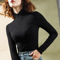 best Stand-up Collar Long-sleeved Stretch T-shirt Women's Fall/winter Fleece Padded Warm Basic Pullover Bottoming Shirt Fashion Top 0 shop online at M2K Trends for