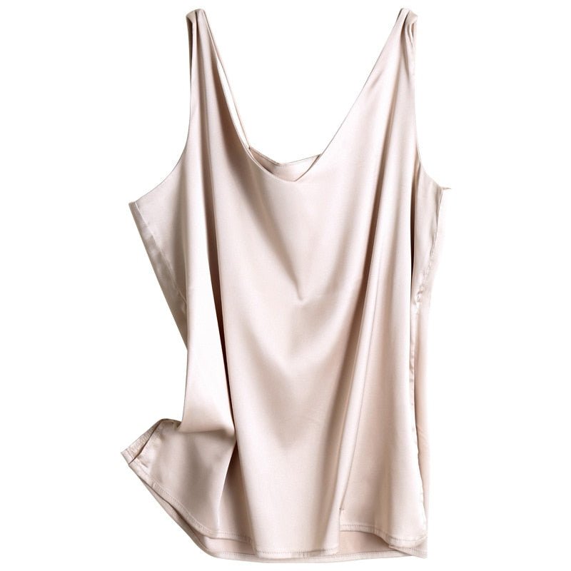 best Strap Top Women Halter V Neck Basic White Cami Sleeveless Satin Silk Tank Tops Women'S Summer Camisole 0 shop online at M2K Trends for