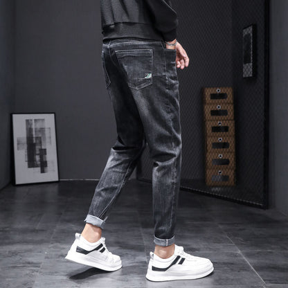 best Stretch Slim Pants Korean Casual Trend All-match Black Pants Men 0 shop online at M2K Trends for