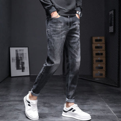 best Stretch Slim Pants Korean Casual Trend All-match Black Pants Men 0 shop online at M2K Trends for