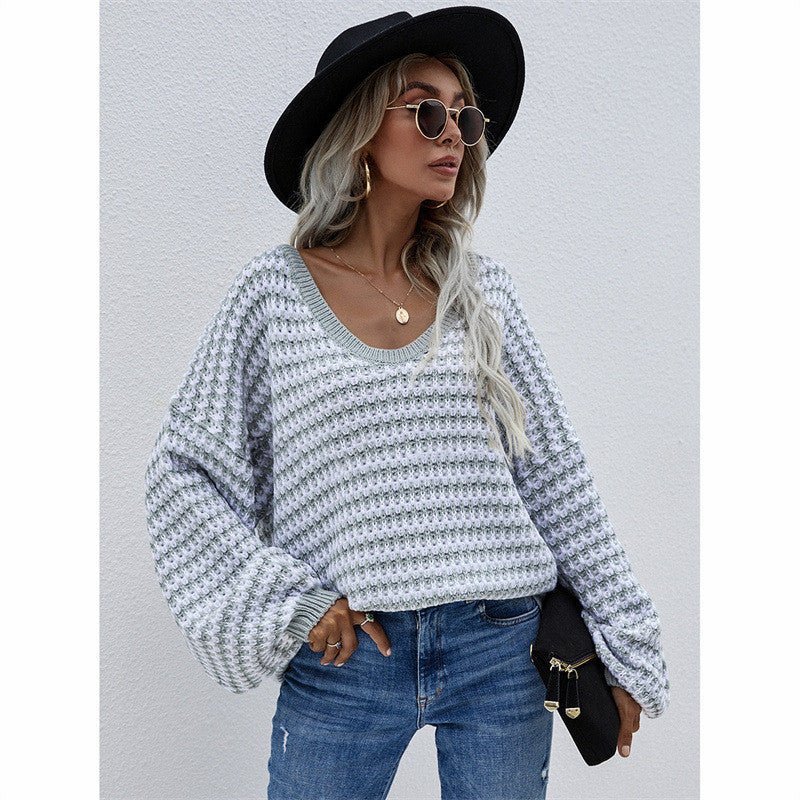 best Striped Sweater V-neck Sweater 0 shop online at M2K Trends for