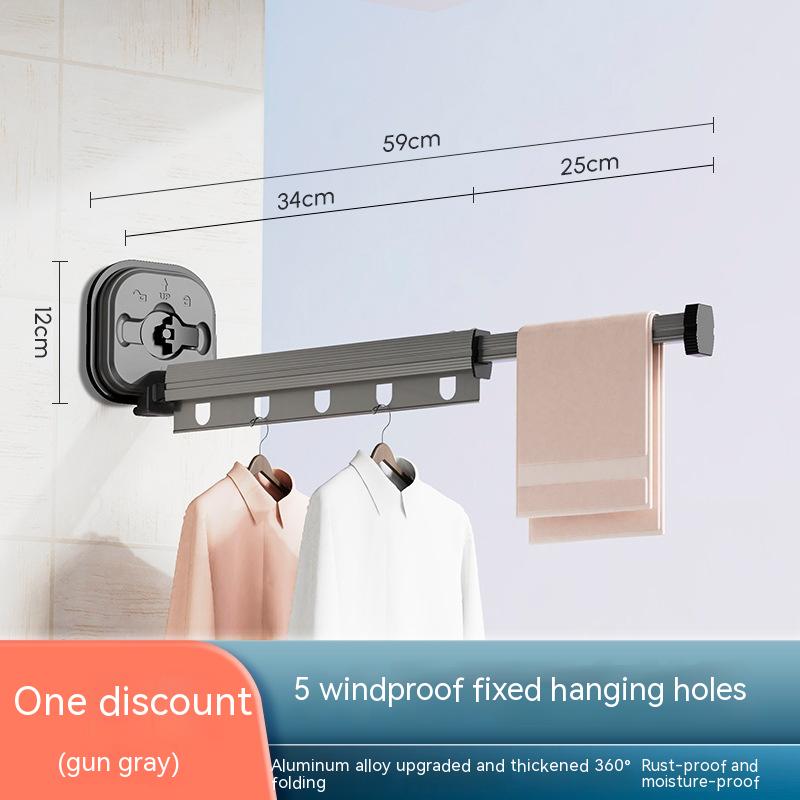 best Suction Cup Folding Clothes Hanger Indoor Home Balcony Aluminum Retractable Drying Rack No Punching Folding Clothes Hanger 0 shop online at M2K Trends for