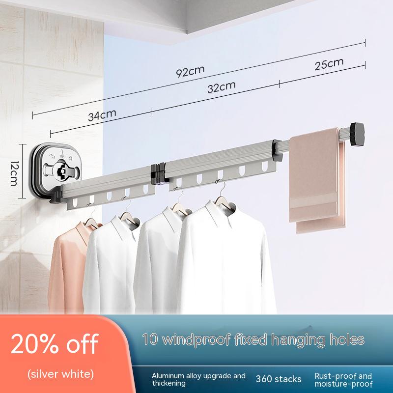 best Suction Cup Folding Clothes Hanger Indoor Home Balcony Aluminum Retractable Drying Rack No Punching Folding Clothes Hanger 0 shop online at M2K Trends for