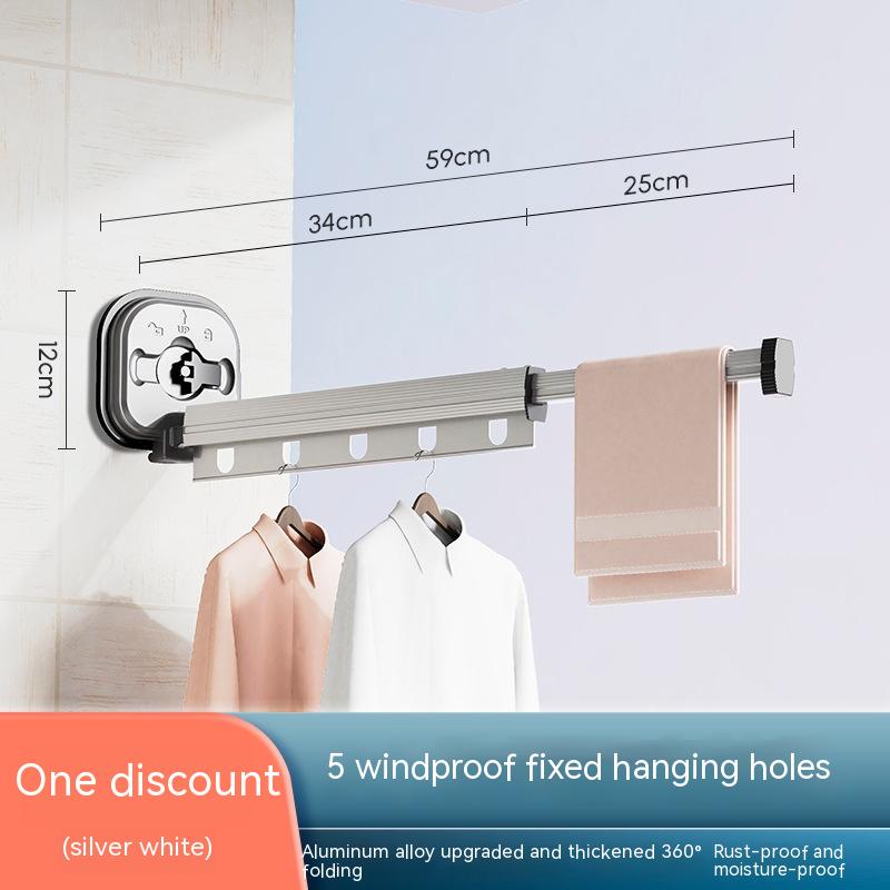 best Suction Cup Folding Clothes Hanger Indoor Home Balcony Aluminum Retractable Drying Rack No Punching Folding Clothes Hanger 0 shop online at M2K Trends for