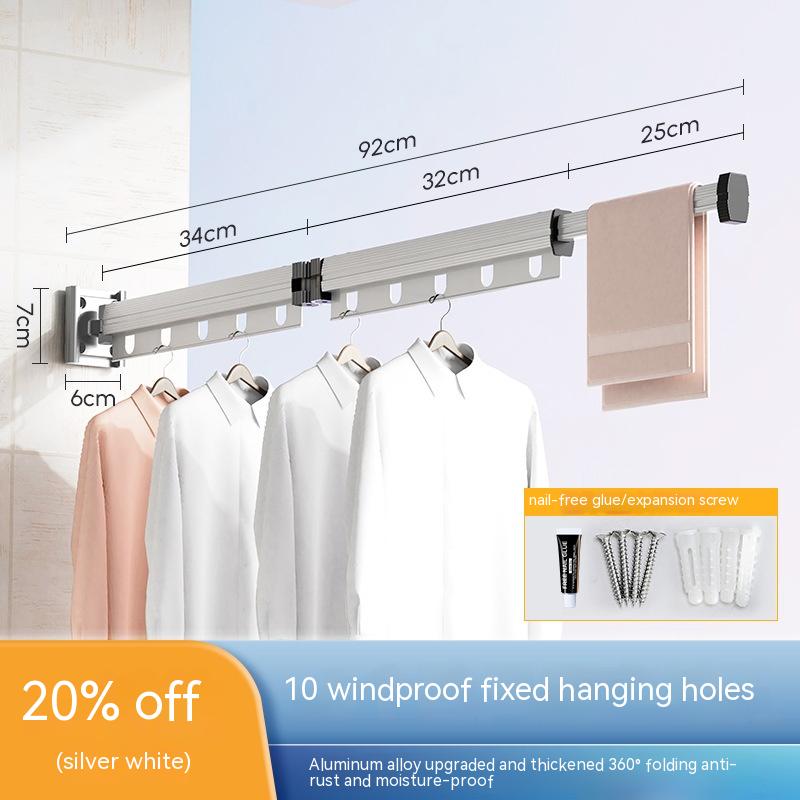 best Suction Cup Folding Clothes Hanger Indoor Home Balcony Aluminum Retractable Drying Rack No Punching Folding Clothes Hanger 0 shop online at M2K Trends for