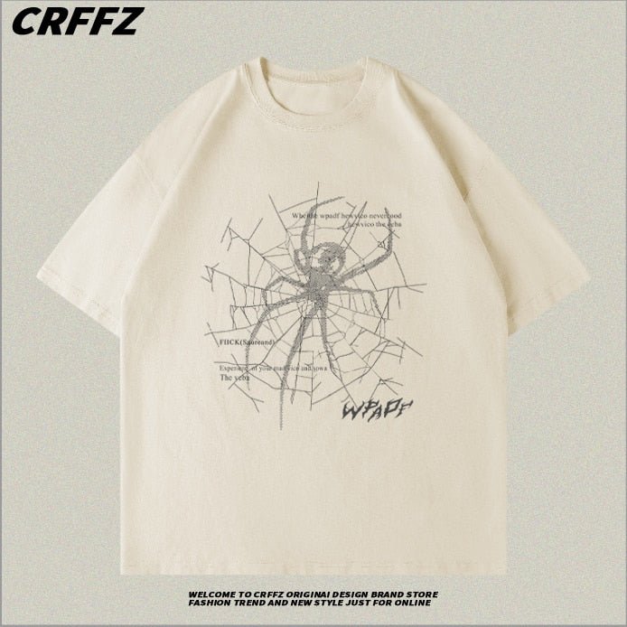 best Summer Men and Women Loose Spider Trend Print Vintage Graphic T-shirt Couple Casual Hip Hop Round Neck Short Sleeve Top harajuku 0 shop online at M2K Trends for