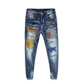 best Summer Men's Self-cultivation Tide Brand Youth Small Feet Print Jeans 0 shop online at M2K Trends for