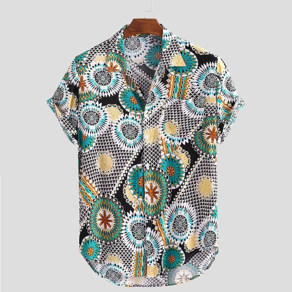 best Summer Mens Vintage Printed Loose Casual Shirt Top 0 shop online at M2K Trends for