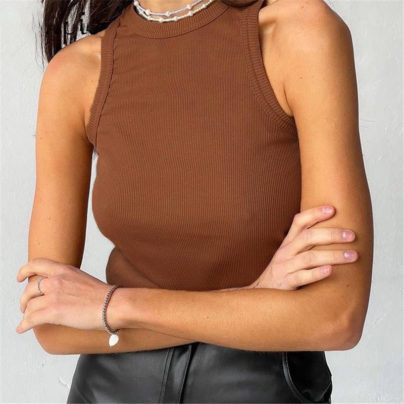 best Summer Sexy Backless Tank Top Women Sleeveless Vest Quality Y2k Knitted Camis Tank Tops Women Casual Solid Color Basic Camisole 0 shop online at M2K Trends for