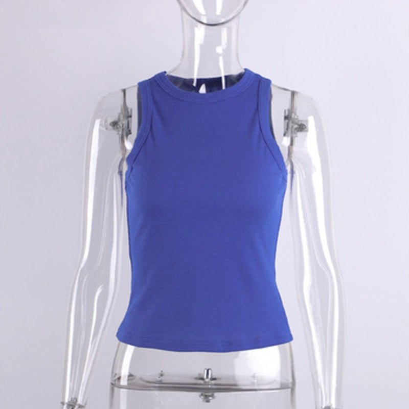 best Summer Sexy Backless Tank Top Women Sleeveless Vest Quality Y2k Knitted Camis Tank Tops Women Casual Solid Color Basic Camisole 0 shop online at M2K Trends for
