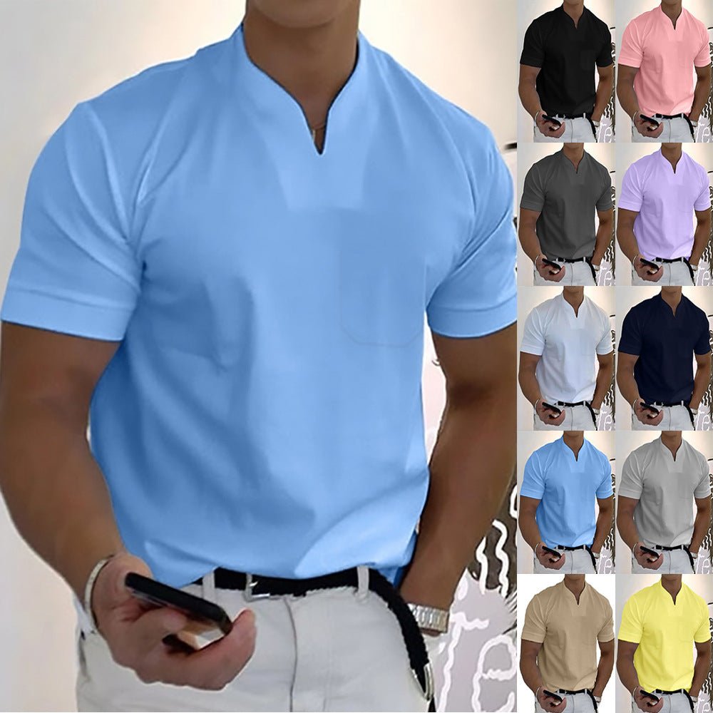 best Summer Short Sleeve Shirt Men Fitness Plus Size Sports T-Shirt Elastic Cotton Pocket Clothing shop online at M2K Trends for mens shirt