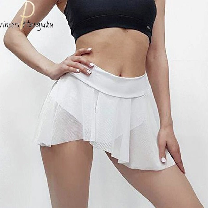 best Summer Shorts Womens Fitness Sexy Veil Skirt Girls Gym Short Dance Skirt Shorts Solid Color Pantskirt Anti-emptied Shorts 2021 0 shop online at M2K Trends for