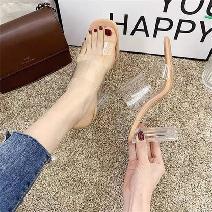 best Summer Women Pumps Sandals PVC Jelly Slippers Open Toe High Heels Women Transparent Perspex Slippers Shoes Heel Clear Sandals 0 shop online at M2K Trends for