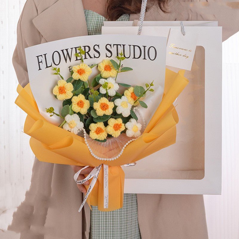 best Sunflower Knitted Wool Bouquet Hand-knitted Mother's Day Accessories shop online at M2K Trends for gift