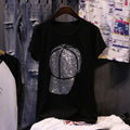 best T-shirts women 2022 summer new Fashion motion ball cap decoration Hot diamonds female clothes tees short sleeve tops Pullovers 0 shop online at M2K Trends for