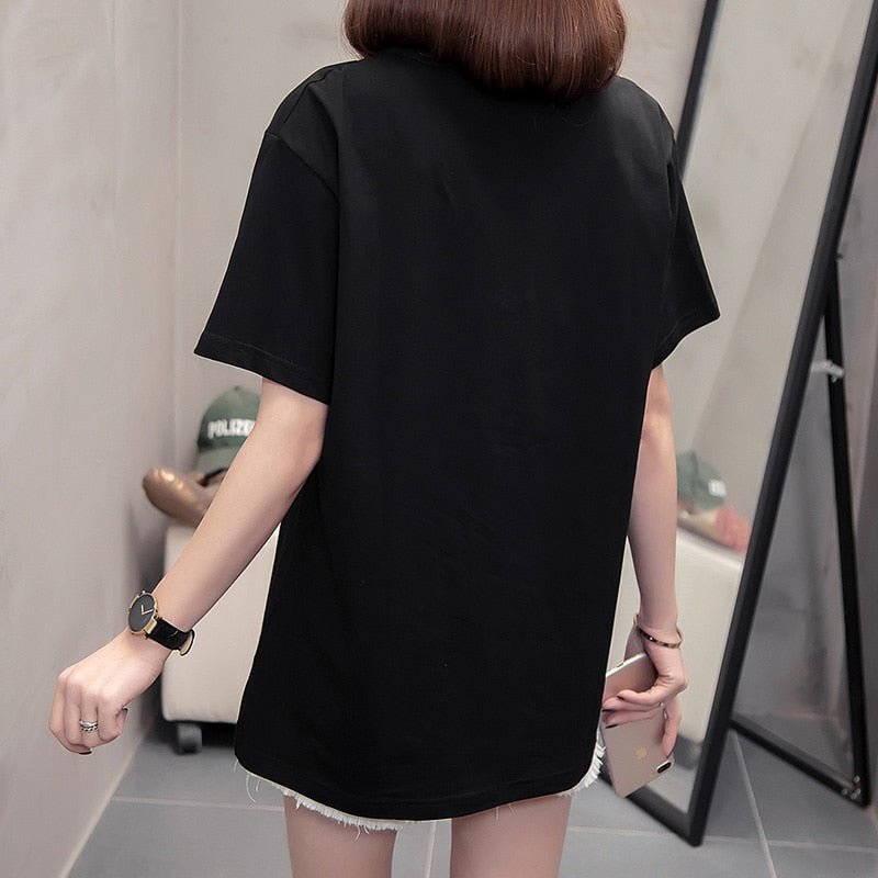 best T-shirts women 2022 summer new Fashion motion ball cap decoration Hot diamonds female clothes tees short sleeve tops Pullovers 0 shop online at M2K Trends for