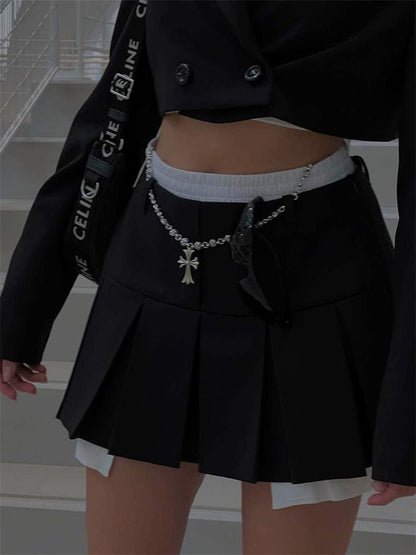 best Taruxy New Mini Skirt For Women Cute High Waist Fashion Y2K Skirts Set 2022 Casual Streetwear Womens Bottom Black Pleated Skirts 0 shop online at M2K Trends for