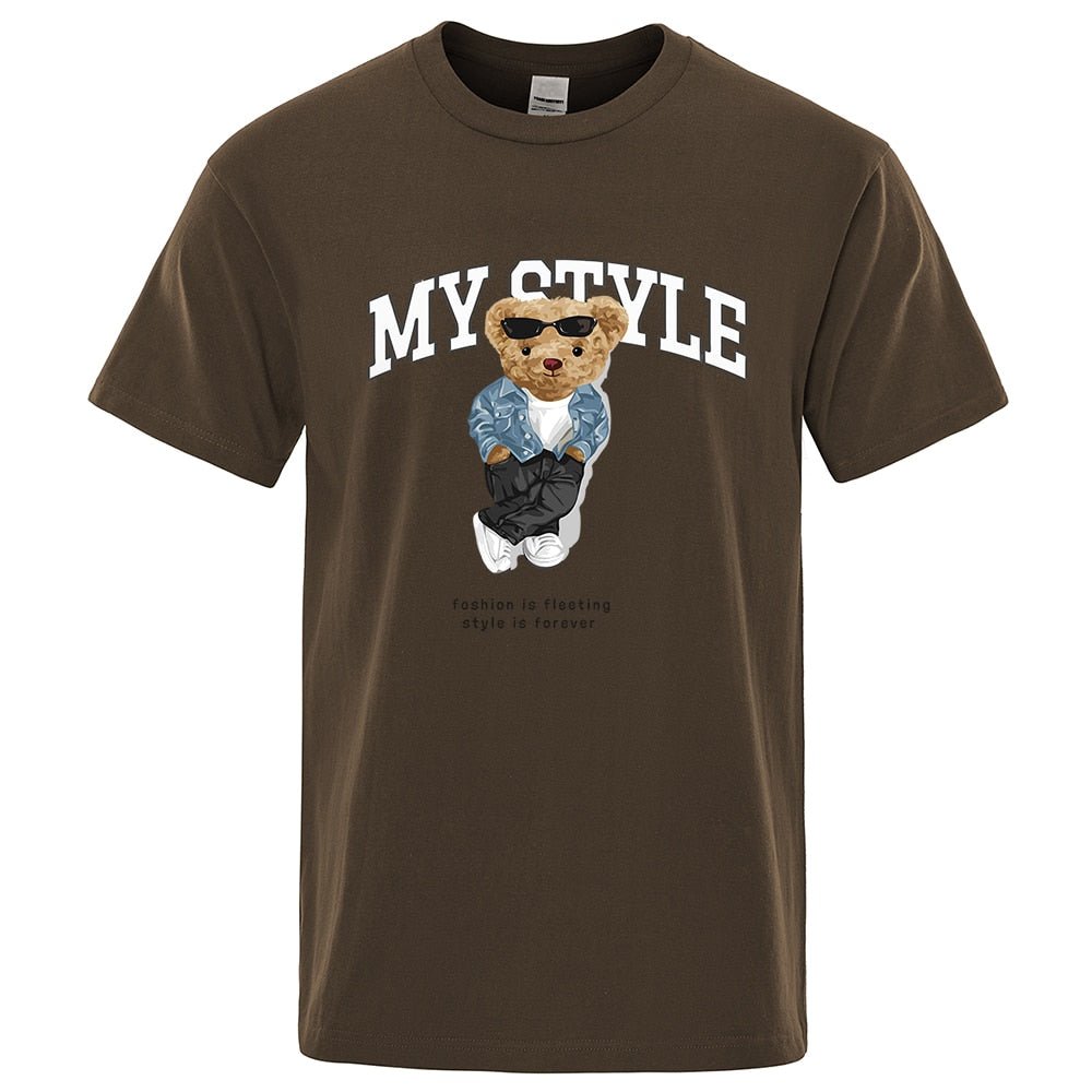 best Teddy Bear Fashion Is Fleeting Style Is Forever Print T shirt Fashion Casual Men T-Shirt Brand Mens Short Sleeve Tops Tees 0 shop online at M2K Trends for