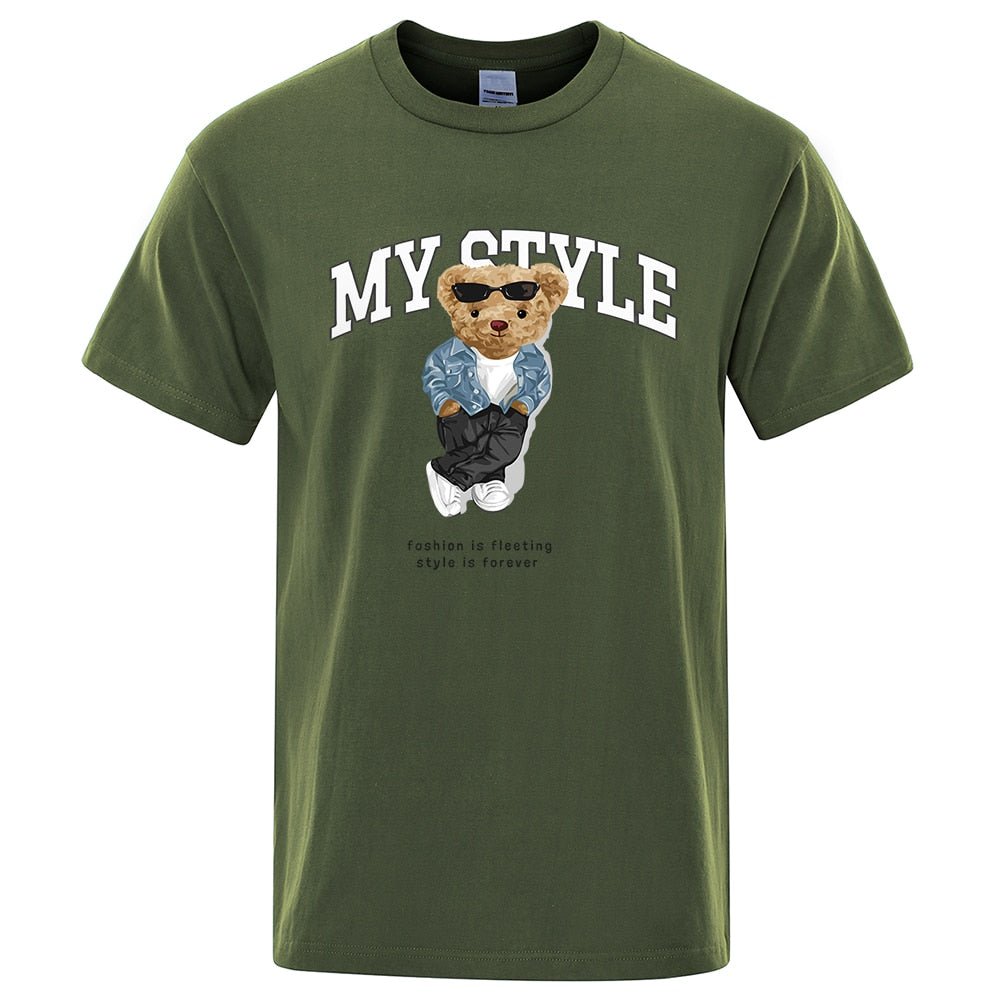best Teddy Bear Fashion Is Fleeting Style Is Forever Print T shirt Fashion Casual Men T-Shirt Brand Mens Short Sleeve Tops Tees 0 shop online at M2K Trends for