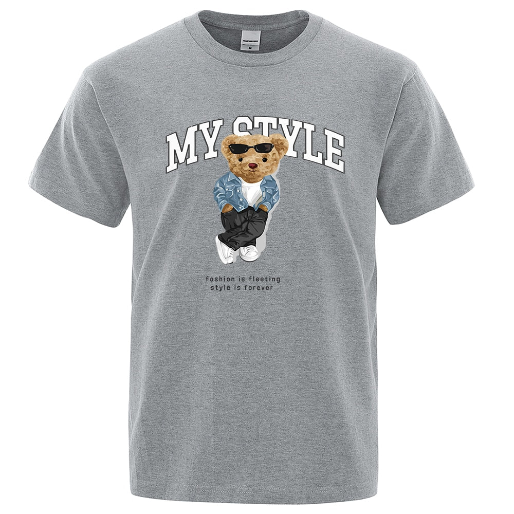 best Teddy Bear Fashion Is Fleeting Style Is Forever Print T shirt Fashion Casual Men T-Shirt Brand Mens Short Sleeve Tops Tees 0 shop online at M2K Trends for