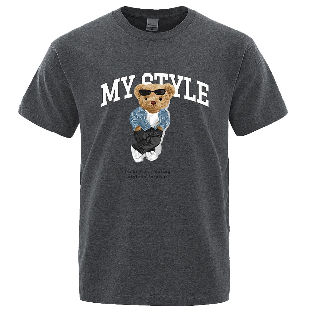best Teddy Bear Fashion Is Fleeting Style Is Forever Print T shirt Fashion Casual Men T-Shirt Brand Mens Short Sleeve Tops Tees 0 shop online at M2K Trends for