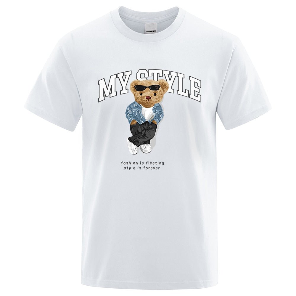 best Teddy Bear Fashion Is Fleeting Style Is Forever Print T shirt Fashion Casual Men T-Shirt Brand Mens Short Sleeve Tops Tees 0 shop online at M2K Trends for