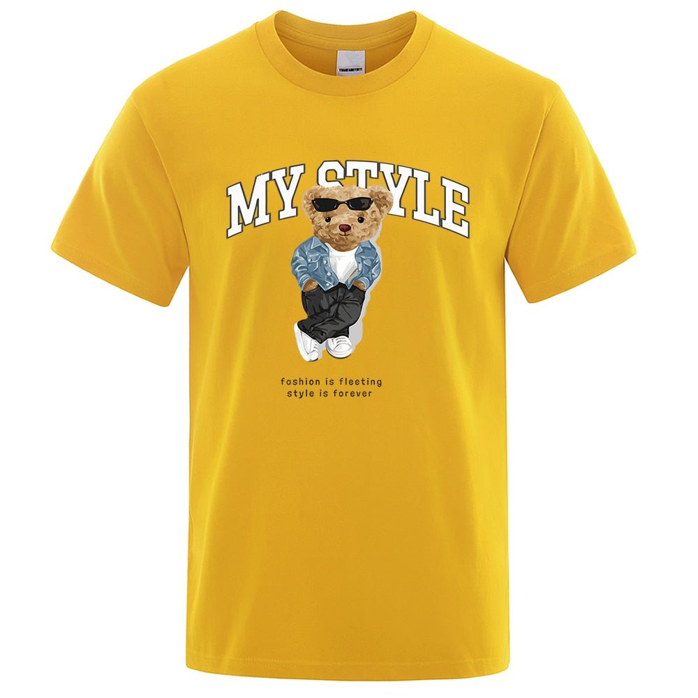 best Teddy Bear Fashion Is Fleeting Style Is Forever Print T shirt Fashion Casual Men T-Shirt Brand Mens Short Sleeve Tops Tees 0 shop online at M2K Trends for