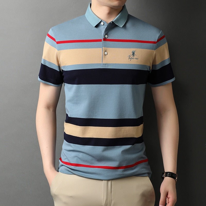 best Top Grade New Summer Brand Striped Embroidery Mens Designer Polo Shirts With Short Sleeve Casual Tops Fashions Men Clothing 2023 0 shop online at M2K Trends for